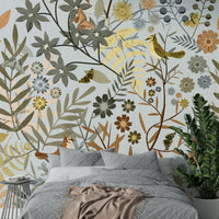 Hand-painted floral wallpaper
