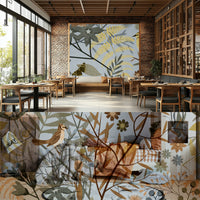 Butterfly and bird wall mural
