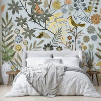 Muted gold and gray wallpaper
