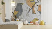Gentle bird wallpaper texture for interiors

