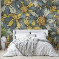 Layered petals wallpaper with warm tones

