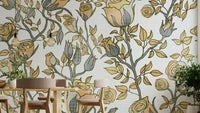 Roses Tree Golden and Gray wallpaper detail

