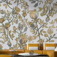 Delicate rose branches wallpaper pattern

