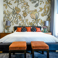 Botanical wallpaper with rose motifs

