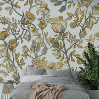 Vintage-inspired rose wallpaper detail

