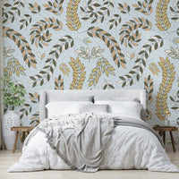 Subtle textured leaf wallpaper close-up

