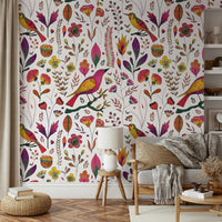 Artistic wallpaper with vibrant flowers

