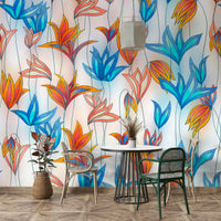 Vibrant floral wallpaper with bold shapes

