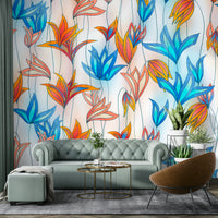 Colorful flower wallpaper for walls close-up

