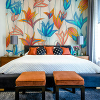 Contemporary wallpaper with large floral motifs

