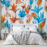 Dynamic floral wallpaper for living rooms

