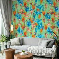 Colorful flower wallpaper for walls close-up

