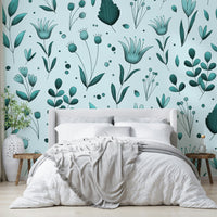 Blue-green flower wallpaper close-up

