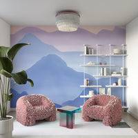 Serene layered mountain mural look

