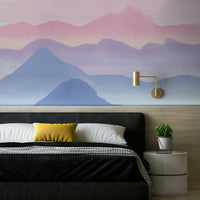 Peaceful mountain wallpaper in soft hues

