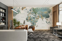 Sophisticated map mural with antique feel

