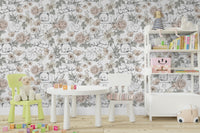 Sleeping woodland animals nursery mural

