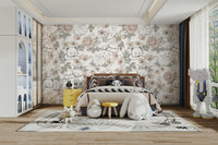 Elegant botanical wallpaper with animals

