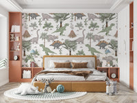 Kids room wallpaper with Stegosaurus print

