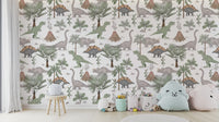 Green and grey dinosaur wall mural India

