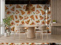 fun pizza wallpaper for cafe interior
