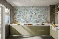 fish tin pattern wallpaper for cafe