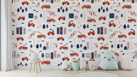 fire truck wallpaper for kids’ room