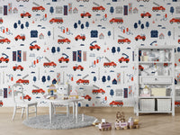fire truck scene kids wall murals