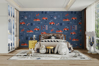 cartoon fire engine wall design

