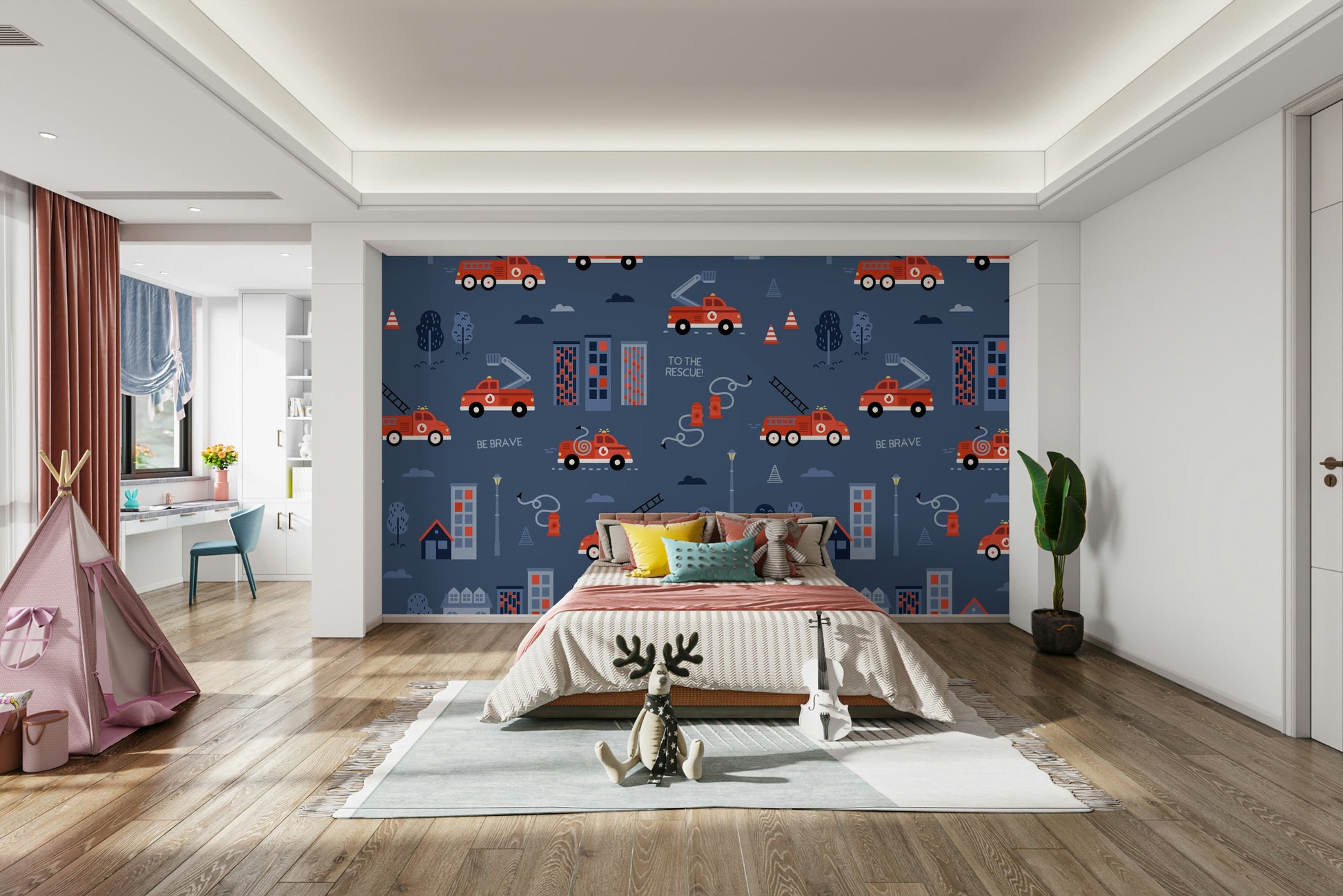 be brave rescue car wall pattern