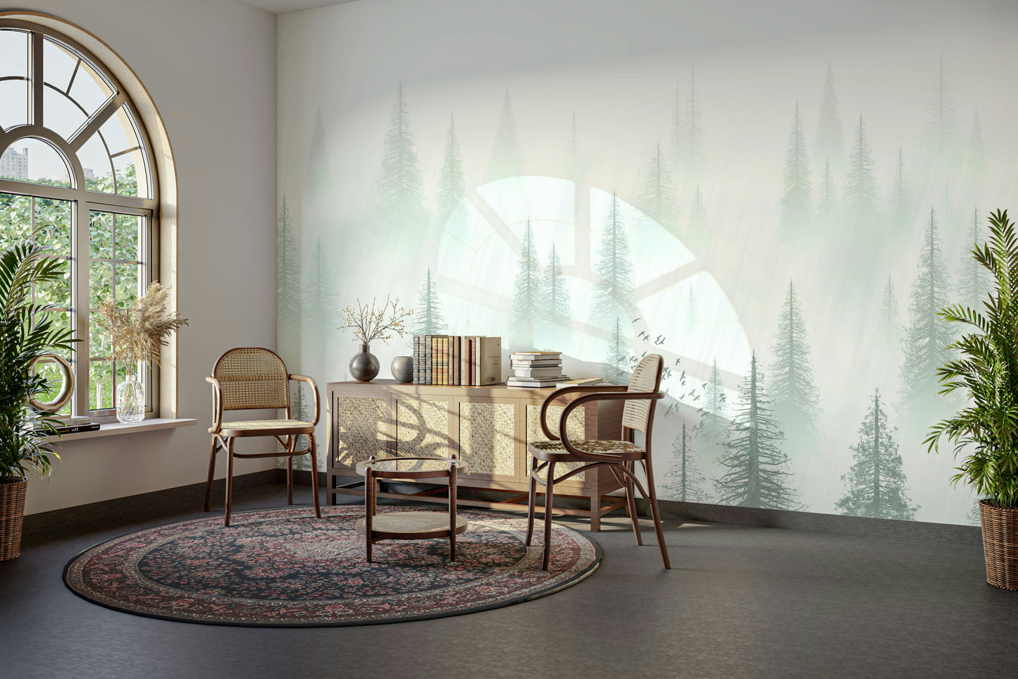 nature forest wallpaper for living room