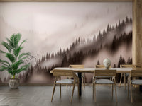 Enchanted valley wall mural in sepia