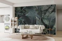 Exotic dense foliage banana leaf wallpaper
