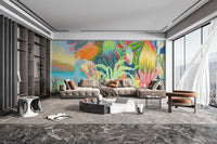Exotic jungle-inspired wallpaper mural
