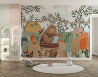 Enchanted forest party wall mural
