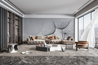 Monochrome floral wallpaper with dandelions
