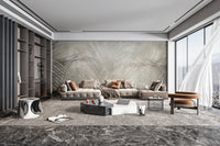 Nature-inspired neutral palm leaf wallpaper
