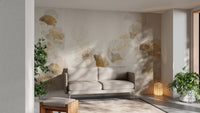 Timeless Gold Ginkgo Botanical Mural
