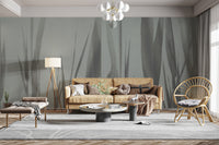 Neutral-toned botanical wallpaper mural
