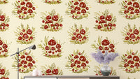 Elegant mushroom millefleurs light wallpaper for airy interiors.
