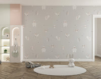 Gray woodland animal mural for rooms
