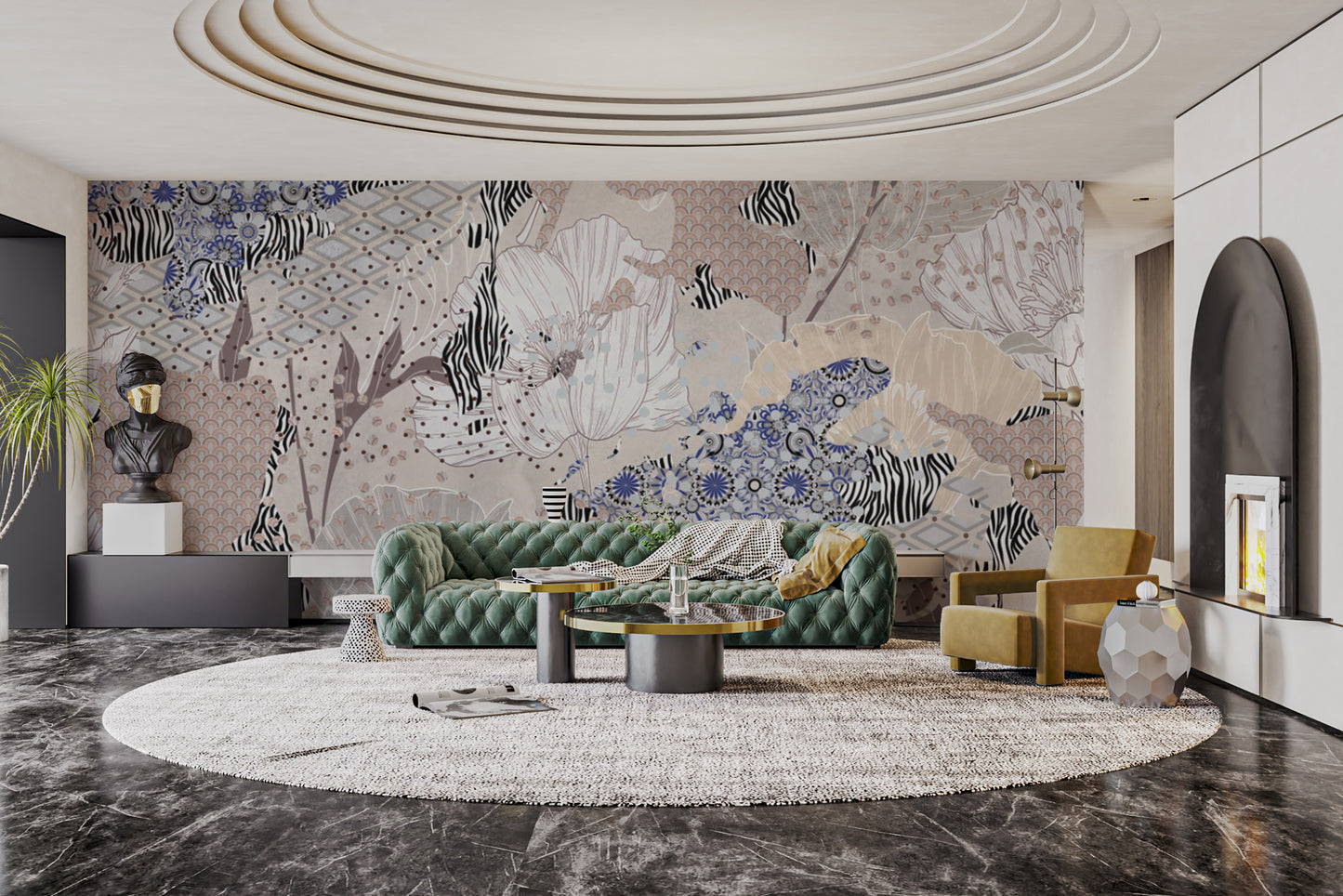 Vintage-inspired botanical patchwork decor
