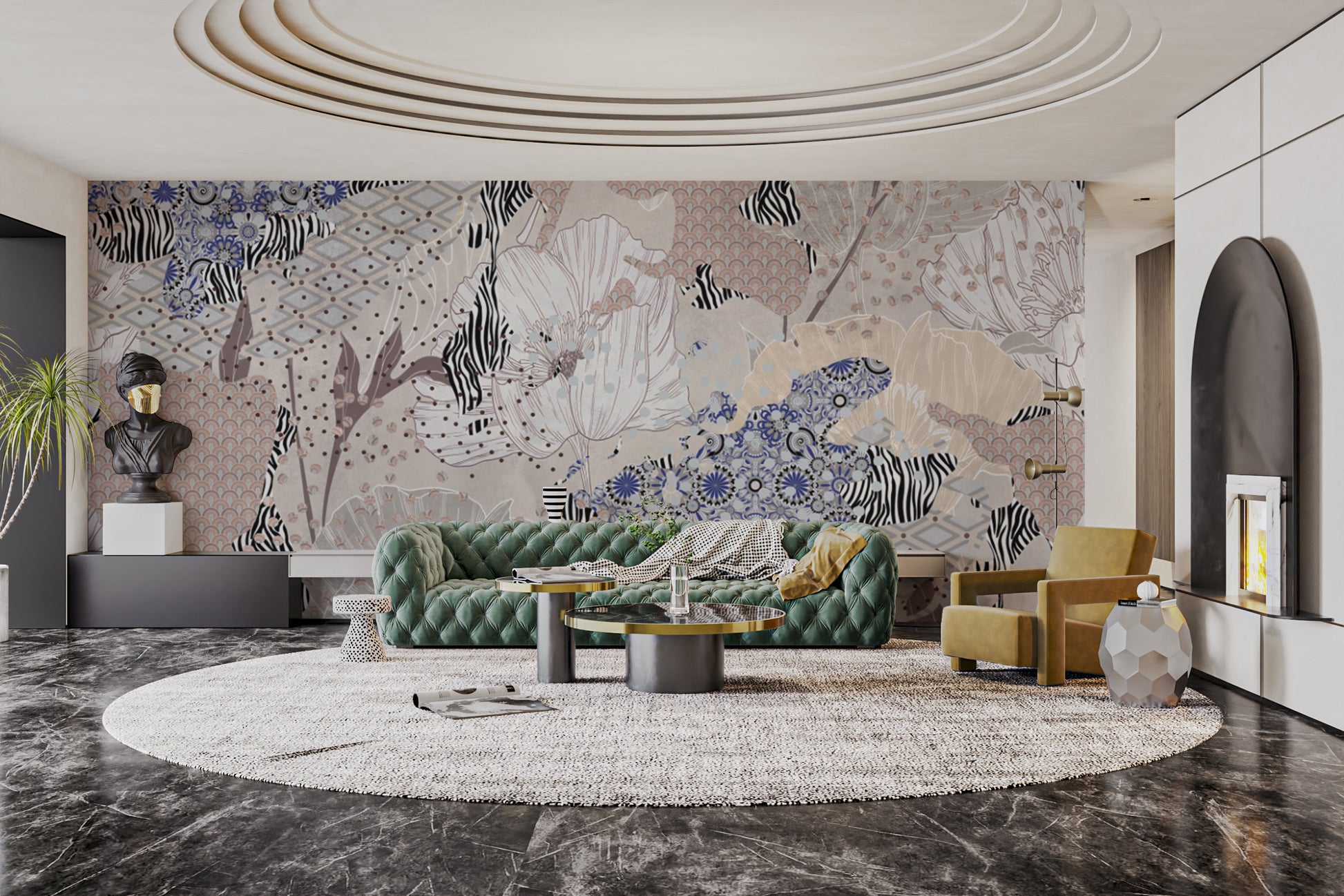 Vintage-inspired botanical patchwork decor
