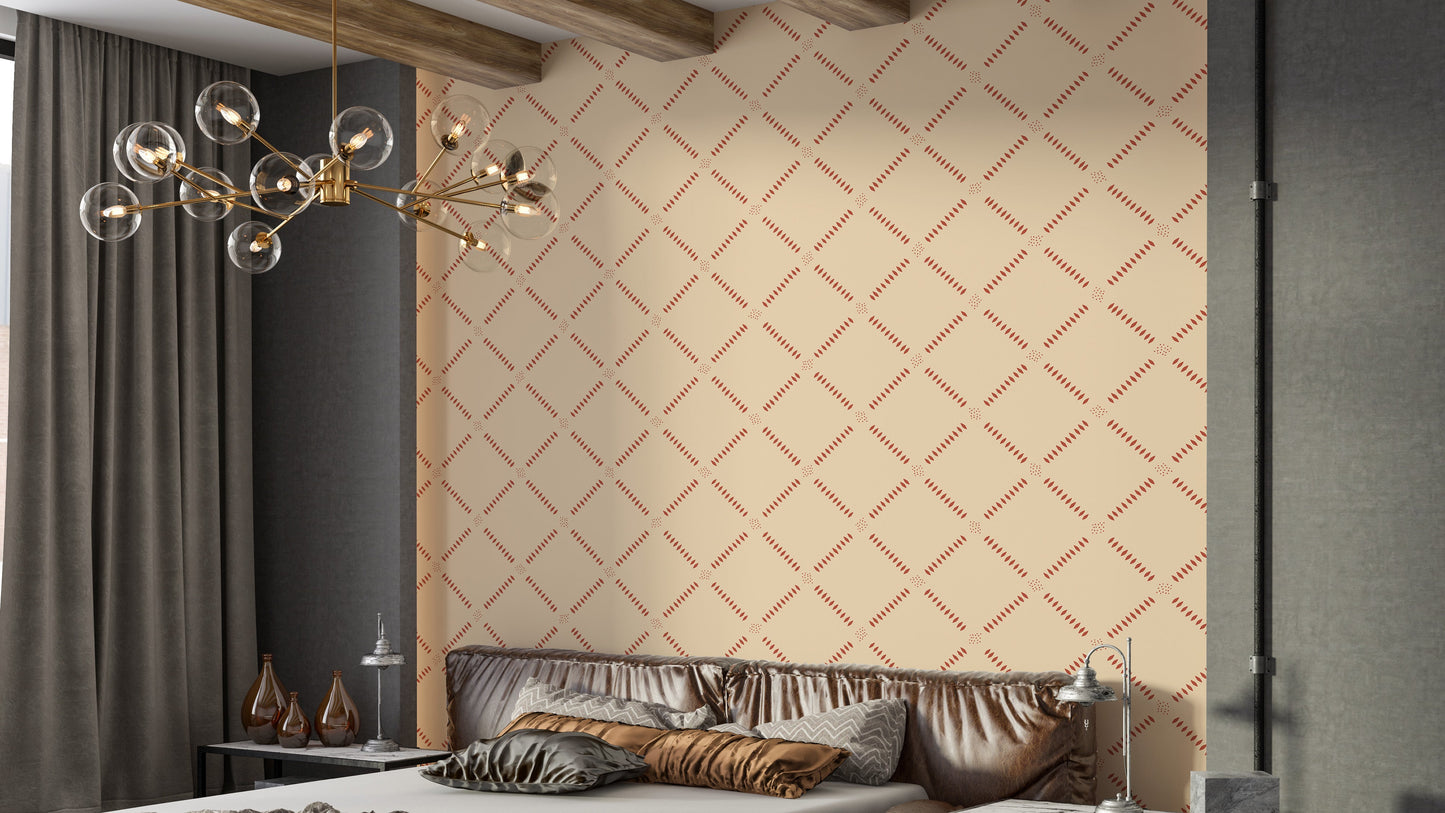 Simple brown diamonds on light cream

