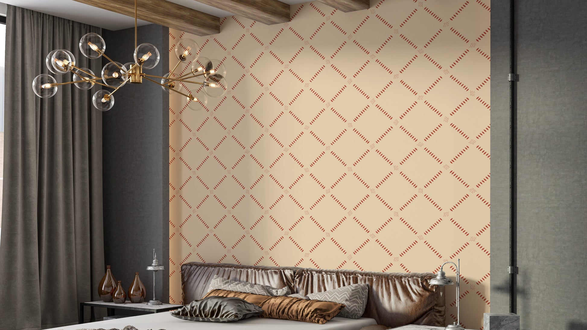 Simple brown diamonds on light cream

