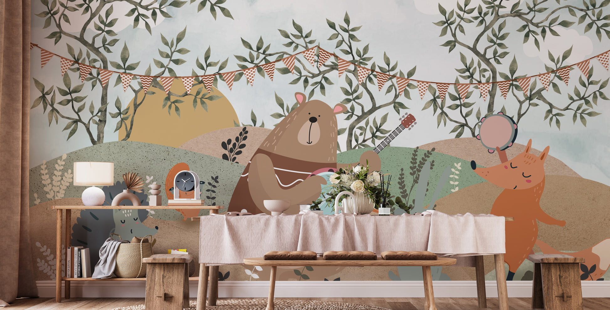 Forest party mural for playroom
