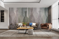 Muted bottle silhouette wall mural
