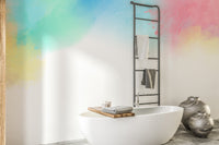 Artistic watercolor splash kids wallpaper for vibrant interiors.