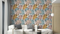 Abstract human line art wallpaper mural
