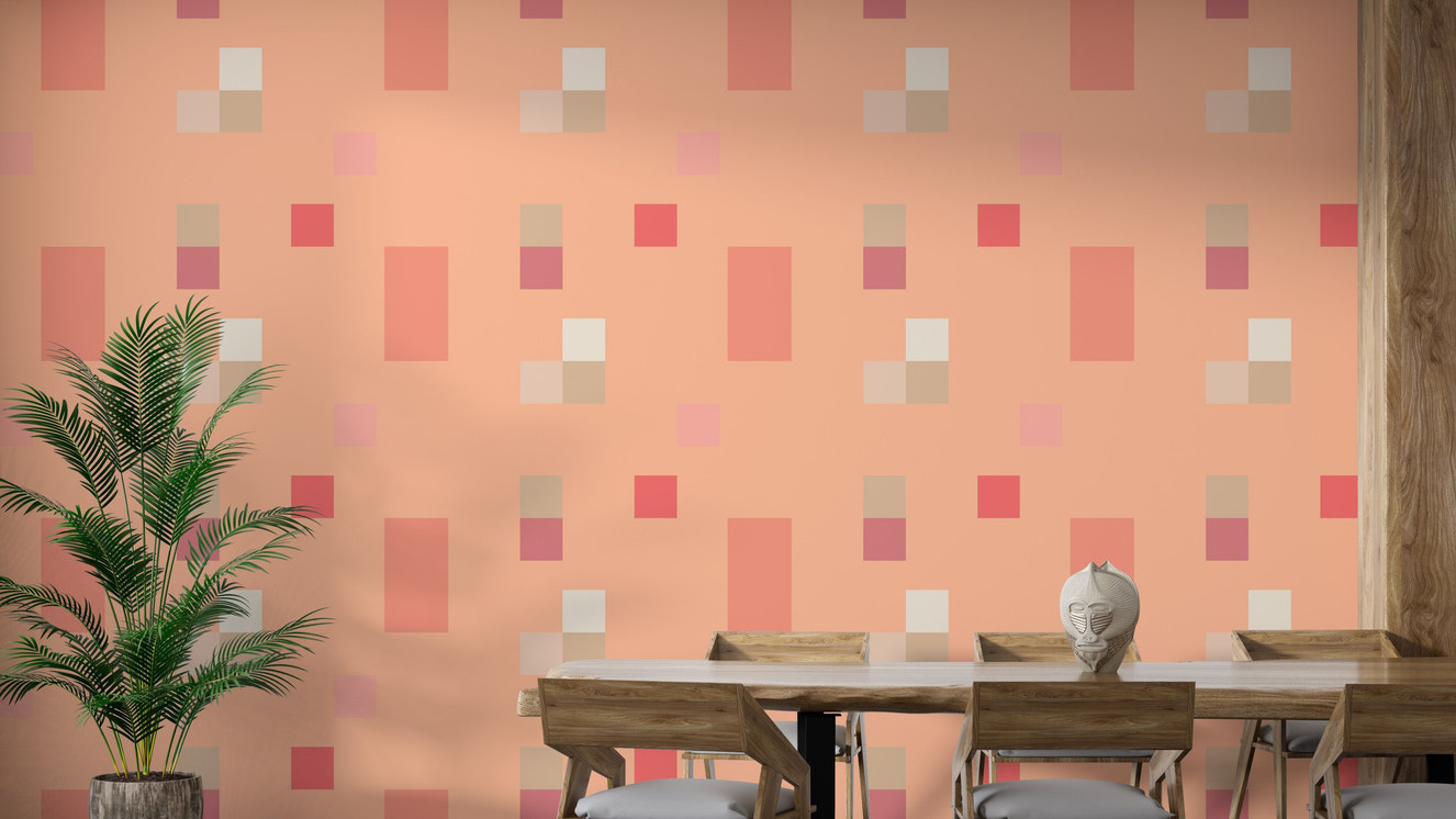 Refresh rooms with Peach Fuzz Tile Pattern Wallpaper
